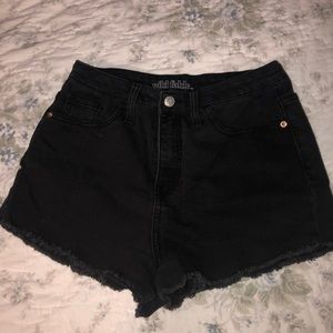 Black denim shorts